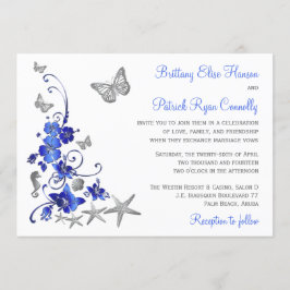 Blue, Gray, White Tropical Beach Hochzeit einladen Einladung