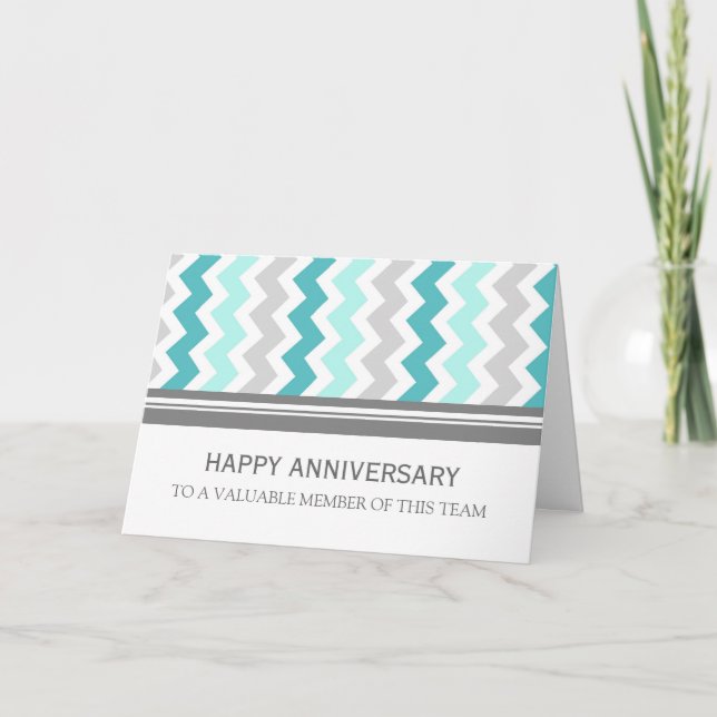 Blue Gray Zickzack Anniversary Card Karte (Vorderseite)