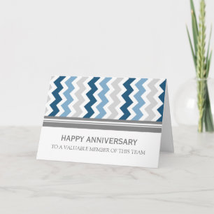 Blue Gray Zickzack Anniversary Card Karte