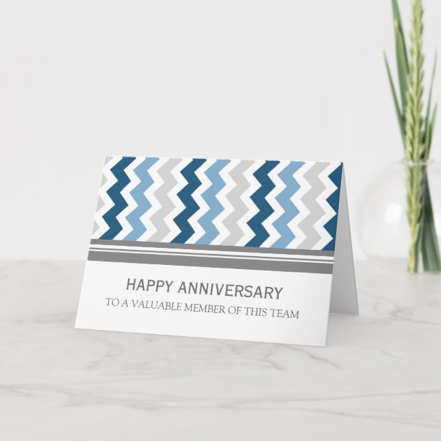 Blue Gray Zickzack Anniversary Card Karte (Vorderseite)