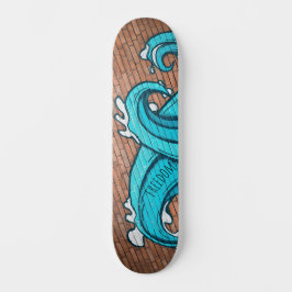 Blue Great Wave Graffiti Personalisiert Skateboard