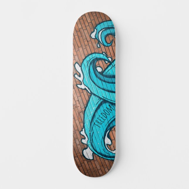 Blue Great Wave Graffiti Personalisiert Skateboard (Vorderseite)