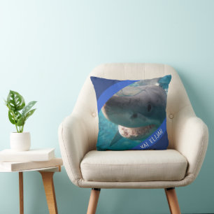 Blue Great White Shark Underwater Australia Throw Kissen