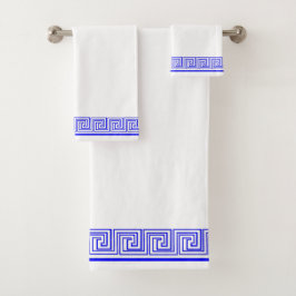 Blue Grecian Frieze Design Badhandtuch Set