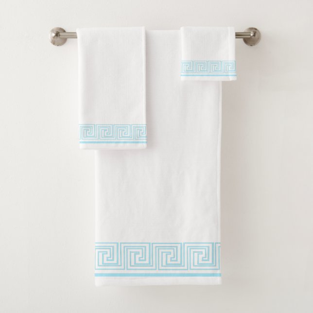Blue Grecian Frieze Design Badhandtuch Set (Insitu)