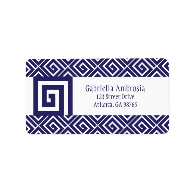 Blue Greece Spirals Address Label Adressaufkleber (Vorne)