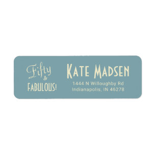 Blue Green 50 & FABULOUS Vintage Script-Adresse