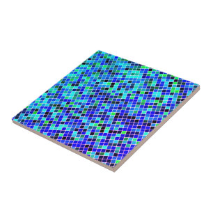 Blue Green and Black Mosaic Square - Schöne Plätze Fliese