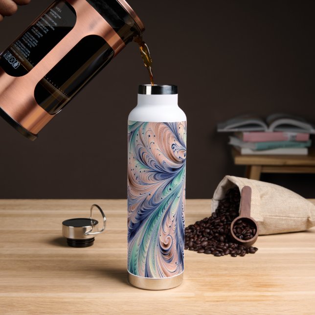  blue, green, and peach marbling trinkflasche (Kaffee (gedreht))