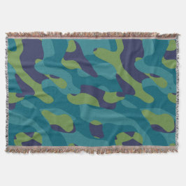 Blue Green and Teal Camo Abstract Decke