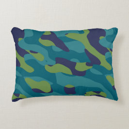 Blue Green and Teal Camo Abstract Dekokissen
