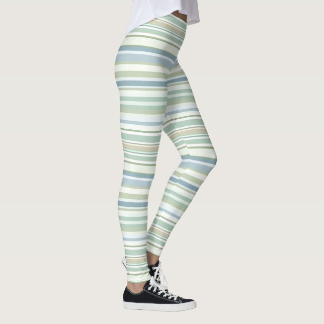 Blue Green and white stripes Leggings (Rechts)