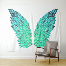 Blue-Green Angel Wings Tapestry Wandteppich