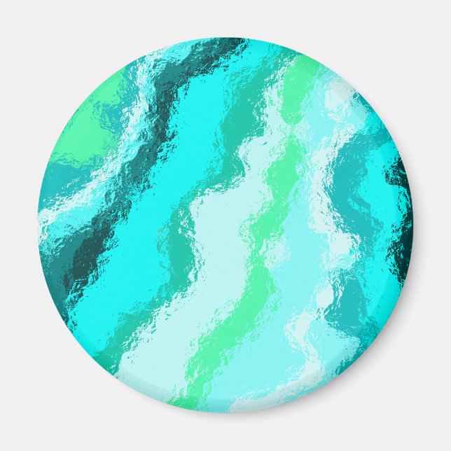 Blue Green Aqua Painterly Scumbled Style Magnet (Vorne)