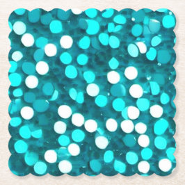 Blue Green Aqua Sequin Look Paper Untersetzer