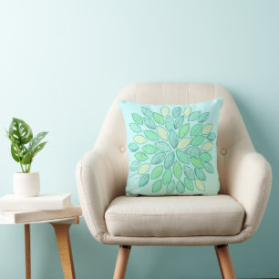 Blue Green Aqua Sternexplosion Moderne Blume Kisse Kissen