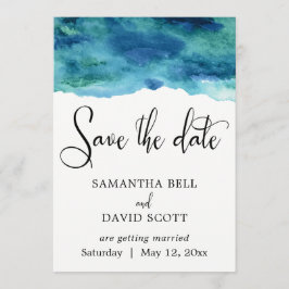 Blue Green Aqua Wasserfarbe Moderne Save the Date