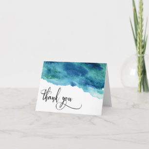 Blue Green Aqua Watercolor Wedding Danke 1