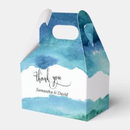 Blue Green Aqua Watercolor Wedding Danke Geschenkschachtel