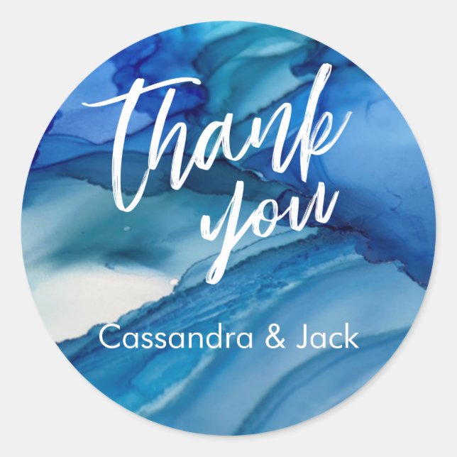 Blue Green Aquamarin Liquid Abstrakt Art Lässig Ha Runder Aufkleber (Vorderseite)