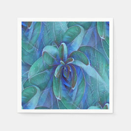 Blue Green Aquamarin Succulent Aloe Rosette Decoup Serviette