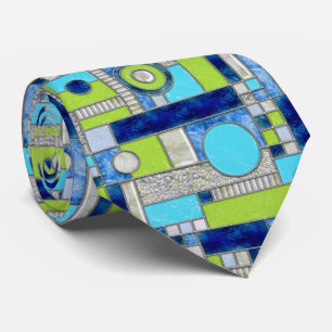 Blue Green Art Deco Hartglas Krawatte