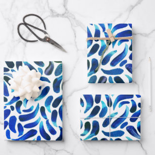 Blue Green Art Themed Painting Party Boy Birthday Geschenkpapier Set