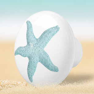 Blue Green Beach Seashell Starfish Design Keramikknauf