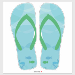 Blue Green Beachy Flip Flops Beach Sandals Aufkleber