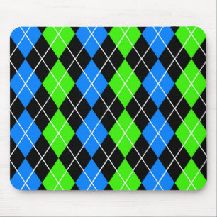 Blue Green Black Raute Diamond Design Mousepad
