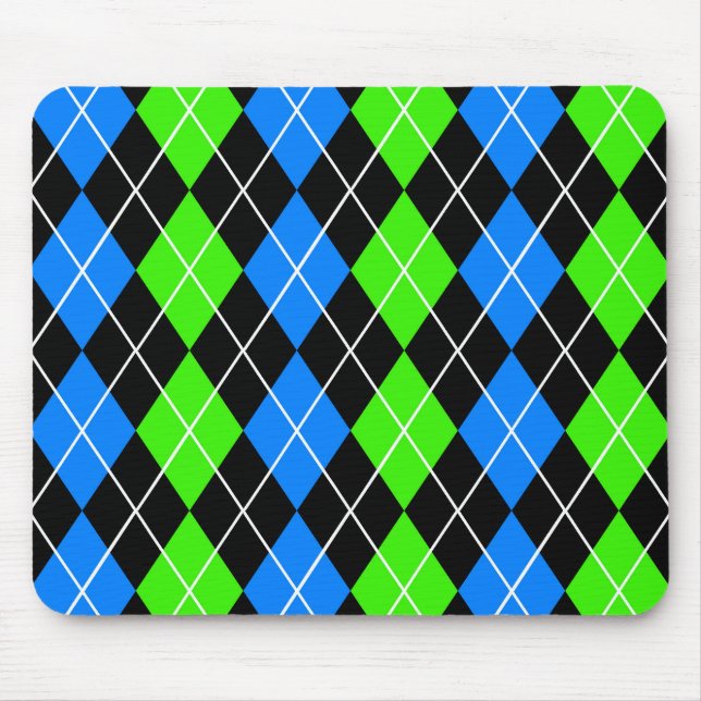 Blue Green Black Raute Diamond Design Mousepad (Vorne)