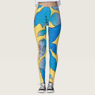 Blue-Green-Blätter Sommer-Leggings Leggings