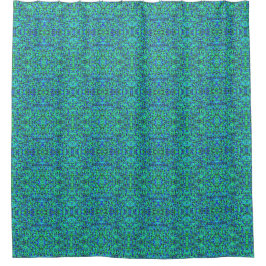 Blue Green Boho Style Duschvorhang