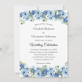 Blue Green Boho Watercolor Floral Wedding Einladung