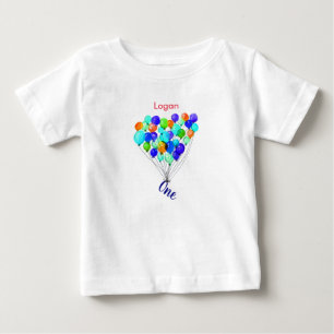 Blue Green Boy BALLOON Personalisiert EINEN Geburt Baby T-shirt