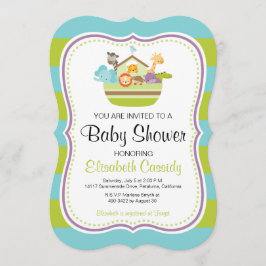 Blue Green, Bracket Noahs Ark Baby Dusche laden ei Einladung