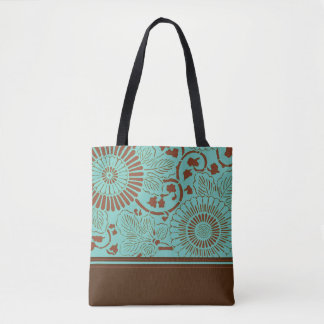 Blue Green & Brown Blume Medallion (v1) Tote Bag