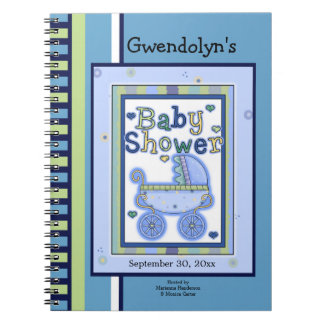 Blue Green Buggy Babydusche Notizblock