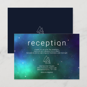 Blue Green Celestial Galaxy Moderne Hochzeitsdetai Begleitkarte