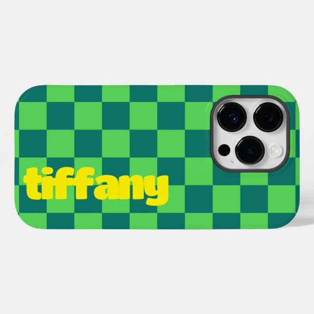 Blue Green Checked Phone Case (Rückseite (Horizontal))