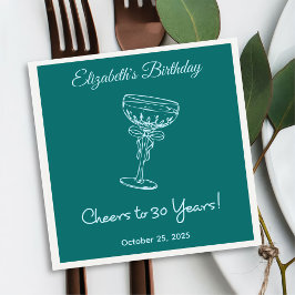 Blue & Green Cheers bis 30 Jahre Geburtstag Napkin Serviette