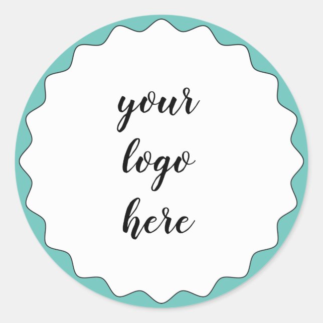 Blue Green Circle Rings Border Custom Logo Runder Aufkleber (Vorderseite)