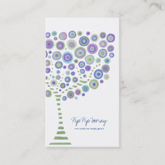 Blue Green Circle Tree Cream Business Visitenkarte
