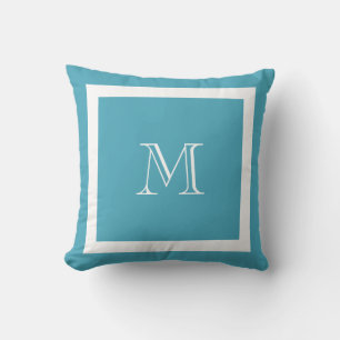 Blue Green Classic Monogram Throw Pillow Kissen