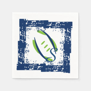 Blue & Green Coctail Napkins-Initial Blue Serviette