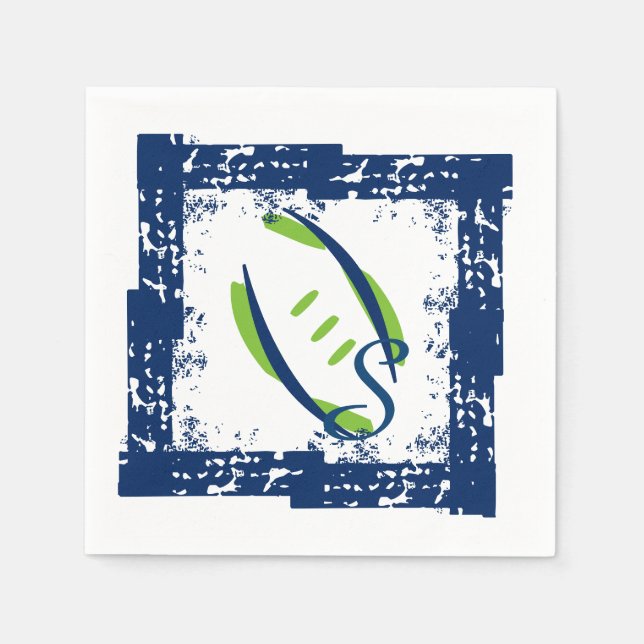 Blue & Green Coctail Napkins-Initial Blue Serviette (Vorderseite)