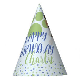 Blue Green Colorful Niedlich Puppy Dog Party Hat Partyhütchen