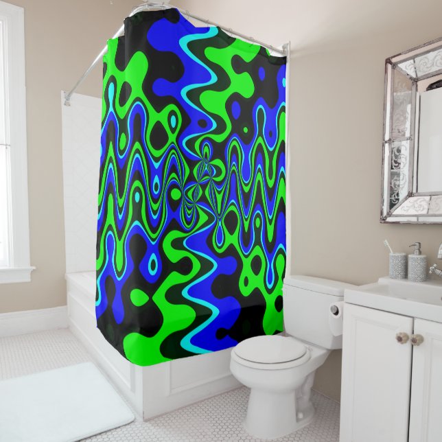 Blue & Green Colorful Psychedelic Duschvorhang (Beispiel)