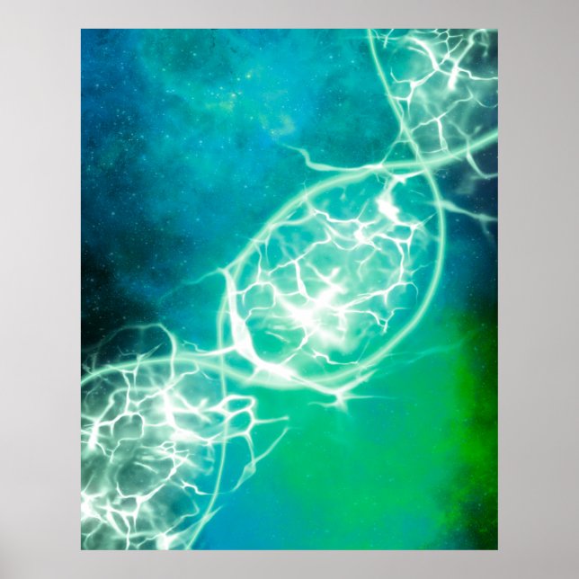 Blue Green Cosmic DNA Strand Poster (Vorne)
