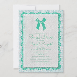 Blue Green Country Burlap Bridal Dusche Einladung